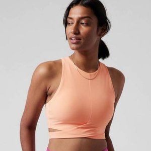 NWT ATHLETA Coral Sunset Conscious Cut Out Crop Top Sports Bra D - DD